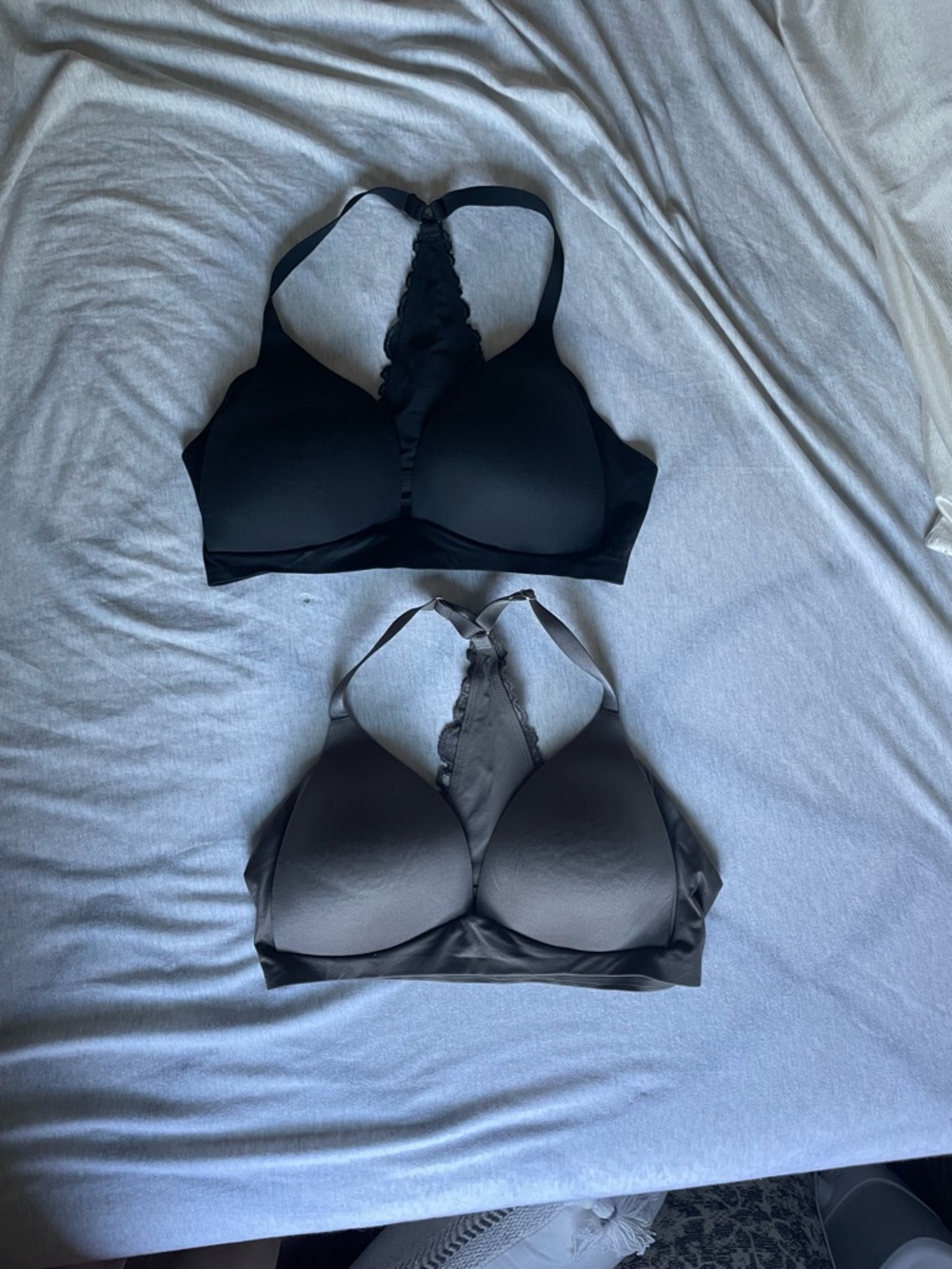 Aerie Real Sunnie Wireless Racerback Bralette - Black and Charcoal